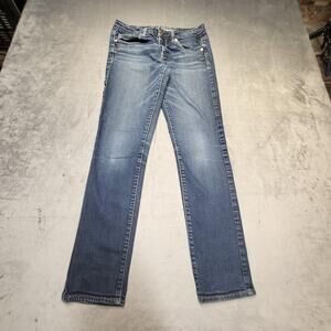American Eagle Jeans Womens 6 Blue Skinny Stretch Denim Mid Rise Classic Style